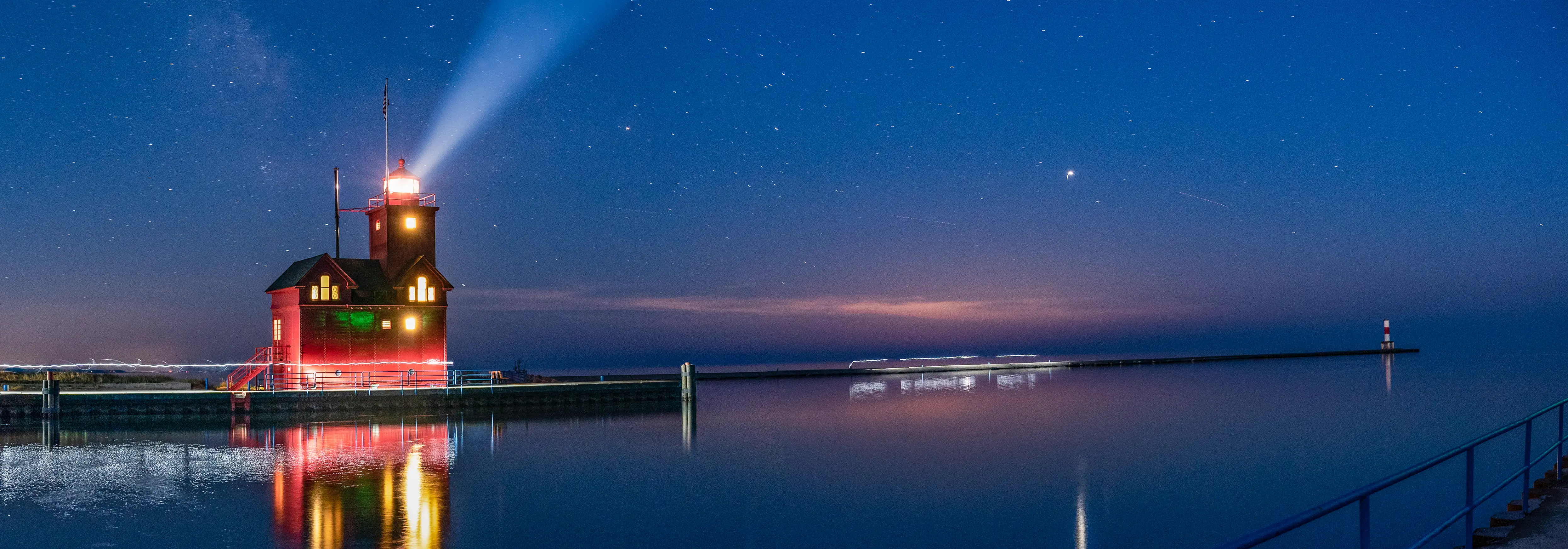 Big Red Light House in Holland, Michigan, Lake Michigan, Milky Way
